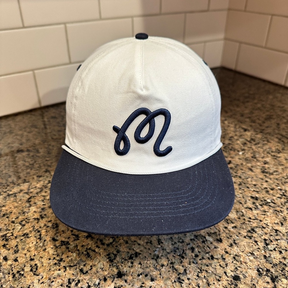Malbon Dockers Collaboration Golf Rope Hat White Leather Strap Back Adjustable
